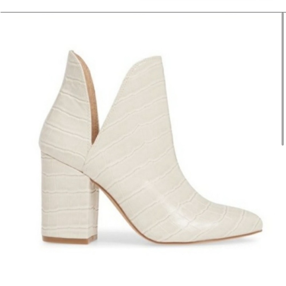 Steve Madden Women's Rookie Bone Croc Block Heels V Cut Ankle Booties Size 9.5